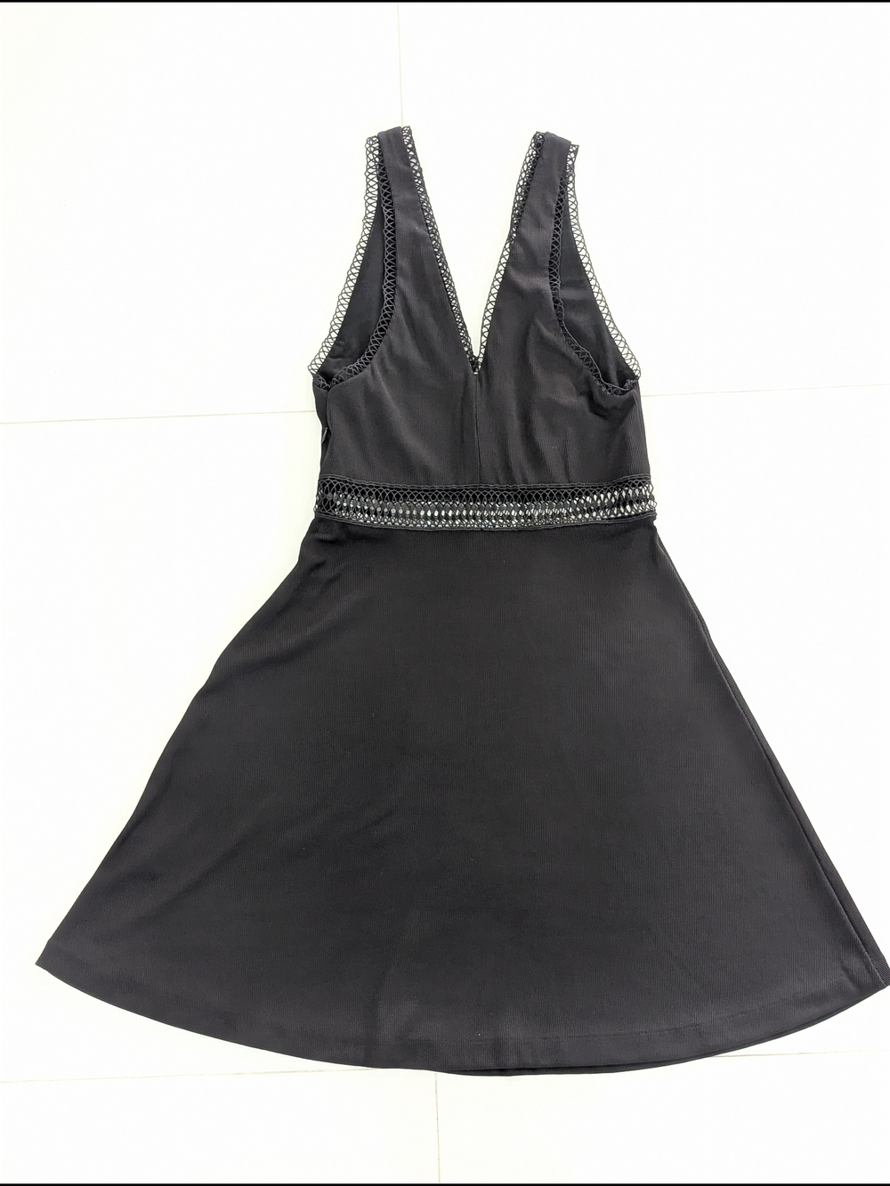 Free People Dress King Of My Heart Women 0 Black V-neckline Lattice Trim Casual - Picture 7 of 8